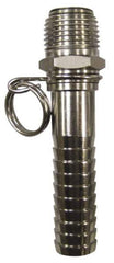 SuperKlean - NPT x 5/8" Hose Barb, Swivel Hose Adapter - Stainless Steel - USA Tool & Supply