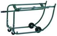Drum Cradle - 1"O.D. x 14 Gauge Steel Tubing - For 55 Gallon drums - Bung Drain 18-7/8" off floor - 5" Rubber wheels - 3" Rubber casters - USA Tool & Supply