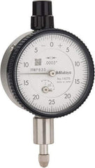 Mitutoyo - 1/8" Range, 0-25-0 Dial Reading, 0.0005" Graduation Dial Drop Indicator - 1-5/8" Dial, 0.05" Range per Revolution, 0.0005" Accuracy, Revolution Counter - USA Tool & Supply