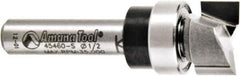 Amana Tool - 1/2" Cut Diam, 1/4" Length of Cut, 2 Flute Pattern-Cutting Edge Profile Router Bit - Solid Carbide, 1/4" Shank Diam, 1-5/8" OAL, Uncoated - USA Tool & Supply