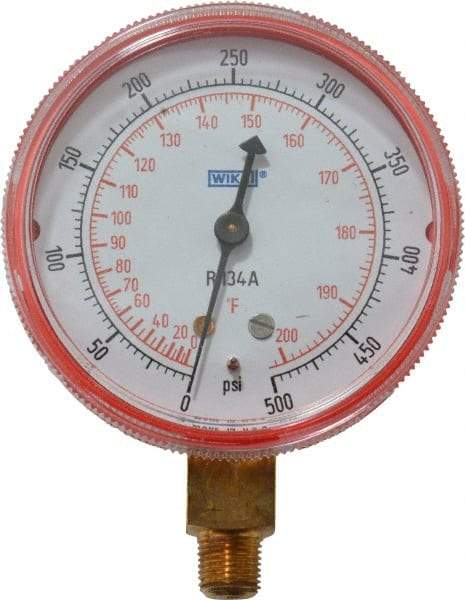 Wika - 2-1/2" Dial, 1/8 Thread, 0-500 Scale Range, Pressure Gauge - Lower Connection Mount, Accurate to 1-2-5% of Scale - USA Tool & Supply
