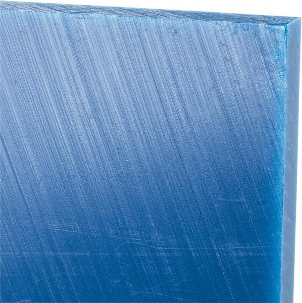 Made in USA - 3/8" Thick x 24" Wide x 4' Long, Polyethylene (UHMW) Sheet - Blue, Glass-Filled Grade - USA Tool & Supply