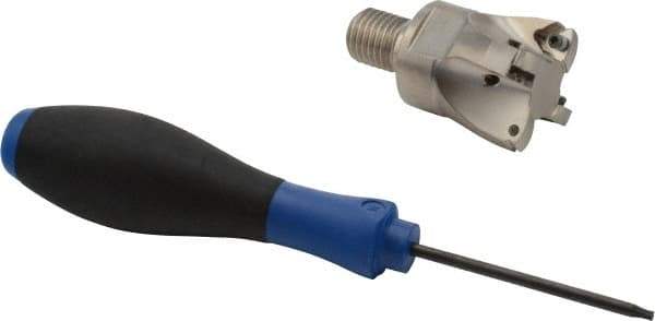 Seco - 1-1/2" Cut Diam, 0.06" Max Depth, M16 Modular Connection Indexable High-Feed End Mill - Screw Holding Method, 218.19-125 Insert, R217.21 Toolholder, Through Coolant - USA Tool & Supply