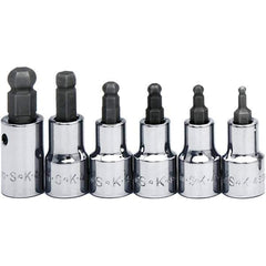 SK - 6 Piece 3/8" Drive Inch Ball Hex Bit Socket Set - 5/32 to 3/8" Hex - USA Tool & Supply