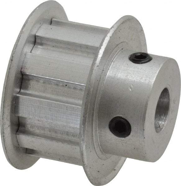 Power Drive - 10 Tooth, 3/8" Inside x 1.164" Outside Diam, Hub & Flange Timing Belt Pulley - 1/2" Belt Width, 1.194" Pitch Diam, 0.719" Face Width, Aluminum - USA Tool & Supply