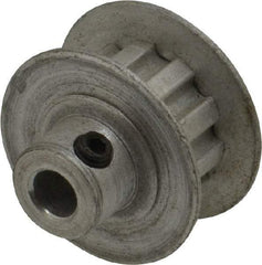 Power Drive - 10 Tooth, 3/16" Inside x 0.617" Outside Diam, Hub & Flange Timing Belt Pulley - 1/4" Belt Width, 0.637" Pitch Diam, 0.438" Face Width, Aluminum - USA Tool & Supply