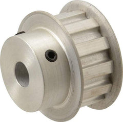 Power Drive - 12 Tooth, 3/8" Inside x 1.402" Outside Diam, Hub & Flange Timing Belt Pulley - 1/2" Belt Width, 1.432" Pitch Diam, 0.719" Face Width, Aluminum - USA Tool & Supply