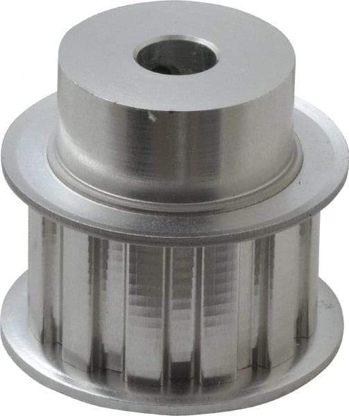 Power Drive - 12 Tooth, 3/8" Inside x 1.402" Outside Diam, Hub & Flange Timing Belt Pulley - 3/4" Belt Width, 1.432" Pitch Diam, 1" Face Width, Aluminum - USA Tool & Supply