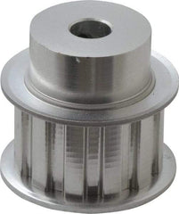 Power Drive - 12 Tooth, 3/8" Inside x 1.402" Outside Diam, Hub & Flange Timing Belt Pulley - 3/4" Belt Width, 1.432" Pitch Diam, 1" Face Width, Aluminum - USA Tool & Supply