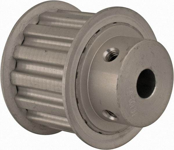 Power Drive - 14 Tooth, 3/8" Inside x 1.641" Outside Diam, Hub & Flange Timing Belt Pulley - 1" Belt Width, 1.671" Pitch Diam, 1-1/4" Face Width, Aluminum - USA Tool & Supply