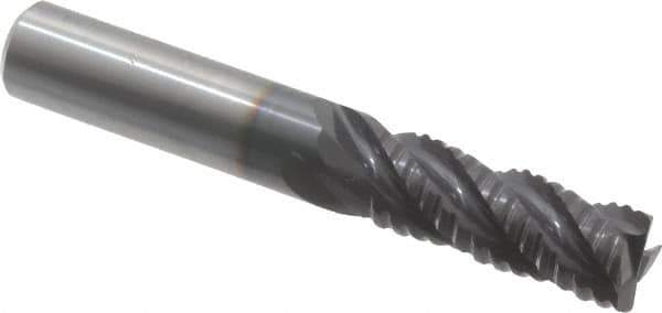 Guhring - 3/8" Diam, Coarse Pitch, 1" LOC, 4 Flute Solid Carbide Roughing Square End Mill - Nano-A Finish, 2-1/2" OAL, 3/8" Shank Diam, Single End, Centercutting - USA Tool & Supply