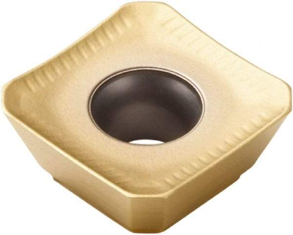 Seco - SEMX09T3 ME06 Grade F40M Carbide Milling Insert - TiAlN/TiN Finish, 0.156" Thick, 3/8" Inscribed Circle, 0.059" Corner Radius - USA Tool & Supply