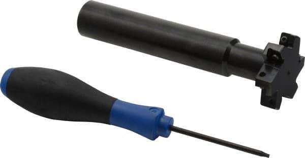 Seco - Shank Connection, 1/2" Cutting Width, 0.59" Depth of Cut, 2" Cutter Diam, 3 Tooth Indexable Slotting Cutter - 1" Shank Diam, R335.18 Toolholder, LNK.. 08.. Insert, Right Hand Cutting Direction - USA Tool & Supply