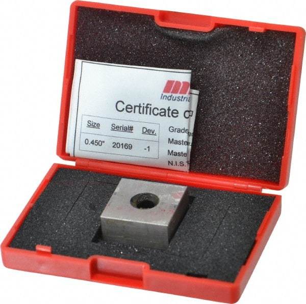 Value Collection - 0.45" Square Steel Gage Block - Accuracy Grade 0, Includes NIST Traceability Certification - USA Tool & Supply