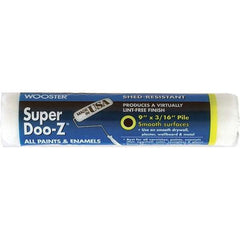 Wooster Brush - 3/16" Nap, 9" Wide Paint Roller Cover - Smooth Texture, Woven - USA Tool & Supply