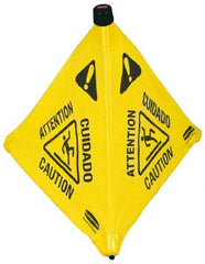 Rubbermaid - Caution, 21" Wide x 20" High, Plastic Floor Sign - POP-UP, Black on Yellow, For Accident Prevention - USA Tool & Supply