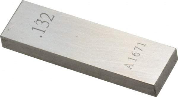 Value Collection - 0.132" Rectangular Steel Gage Block - Accuracy Grade 0, Includes NIST Traceability Certification - USA Tool & Supply