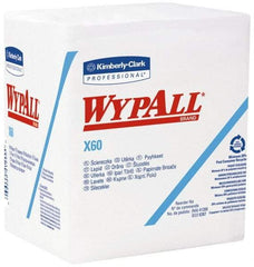 WypAll - X60 1/4 Fold Shop Towel/Industrial Wipes - Poly Pack, 12-1/2" x 12" Sheet Size, White - USA Tool & Supply