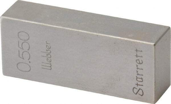 Value Collection - 0.55" Rectangular Steel Gage Block - Accuracy Grade 0, Includes NIST Traceability Certification - USA Tool & Supply