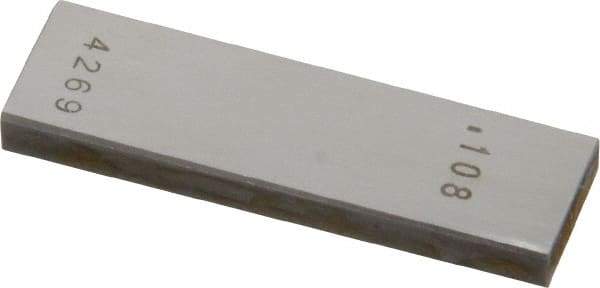 Value Collection - 0.108" Rectangular Steel Gage Block - Accuracy Grade AS-1, Includes NIST Traceability Certification - USA Tool & Supply