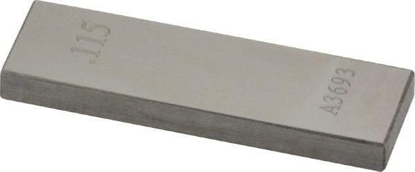 Value Collection - 0.115" Rectangular Steel Gage Block - Accuracy Grade AS-1, Includes NIST Traceability Certification - USA Tool & Supply