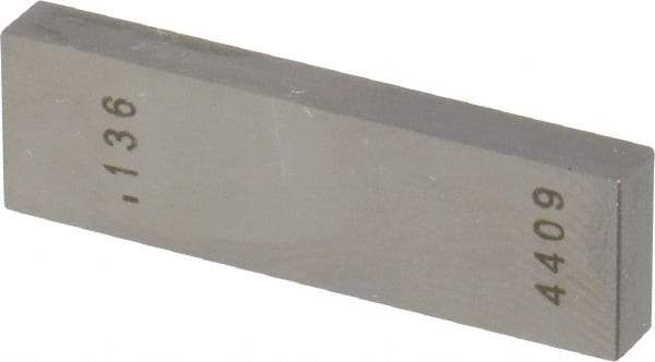 Value Collection - 0.136" Rectangular Steel Gage Block - Accuracy Grade AS-1, Includes NIST Traceability Certification - USA Tool & Supply