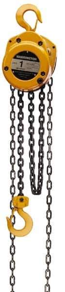 Harrington Hoist - 10,000 Lb Lifting Capacity, 10' Lift Height, Hand Hoist - Made from Chain, 134' Overhaul to Lift 1', 3 Chains - USA Tool & Supply