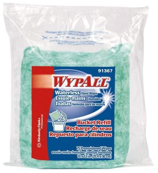 WypAll - Pre-Moistened Hand Cleaning Wipes - Refill, 12-1/4" x 10-1/2" Sheet Size, Green - USA Tool & Supply