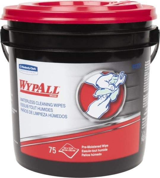 WypAll - Pre-Moistened Hand Cleaning Wipes - Canister, 12-1/4" x 10-1/2" Sheet Size, Green - USA Tool & Supply