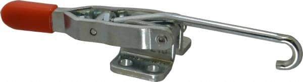 Lapeer - 200 Lb Capacity, Horizontal, J Hook, Flanged Base, Carbon Steel Pull Action Latch Clamp - 2-3/8" Drawing Movement, 5-11/16" OAL, Straight Handle - USA Tool & Supply