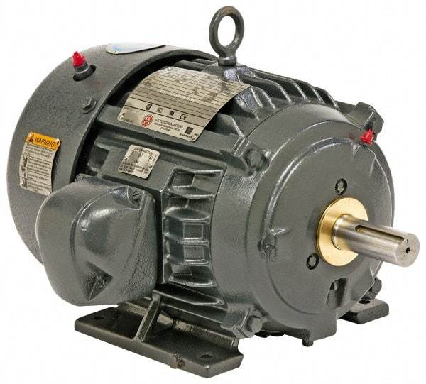 US Motors - 10 hp, TEFC Enclosure, No Thermal Protection, 1,185 RPM, 575 Volt, 60 Hz, Three Phase Premium Efficient Motor - Size 256 Frame, Rigid Mount, 1 Speed, Ball Bearings, 10.1 Full Load Amps, F Class Insulation, Reversible - USA Tool & Supply