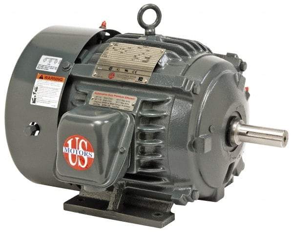 US Motors - 40 hp, TEFC Enclosure, No Thermal Protection, 890 RPM, 460 Volt, 60 Hz, Three Phase Premium Efficient Motor - Size 405 Frame, Rigid Mount, 1 Speed, Ball Bearings, 52 Full Load Amps, F Class Insulation, Reversible - USA Tool & Supply