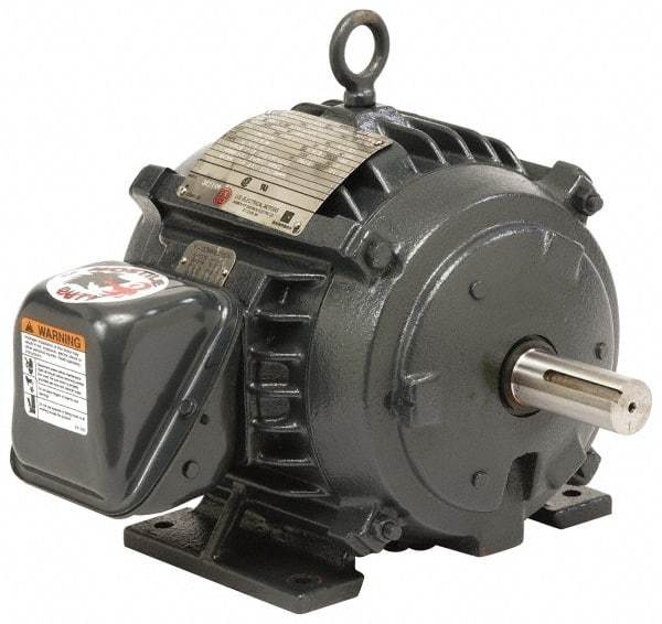 US Motors - 25 hp, TEFC Enclosure, No Thermal Protection, 1,180 RPM, 230/460 Volt, 60 Hz, Three Phase Energy Efficient Motor - Size 324 Frame, Rigid Mount, 1 Speed, Ball Bearings, 60/29.8 Full Load Amps, F Class Insulation, Reversible - USA Tool & Supply