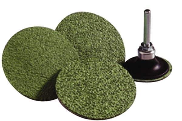 Norton - 3" Disc Diam, 80 Grit, Zirconia Alumina Quick Change Disc - Type R Attaching System, Coated, Green, Medium Grade, 20,000 RPM, R801 Series - USA Tool & Supply