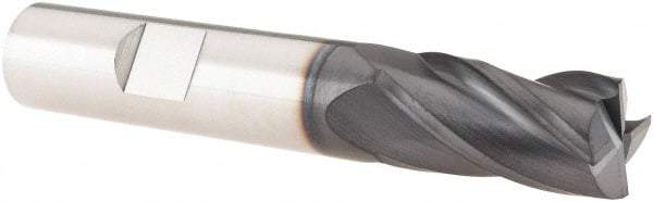 SGS - 1/2", 4 Flute, Single End, Solid Carbide, 0.015" Corner Radius End Mill - 3" OAL, 30° Helix, Right Hand Flute, 1" LOC, Right Hand Cut - USA Tool & Supply
