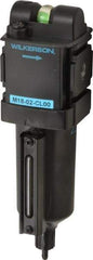 Wilkerson - 1/4" Port Coalescing Filter - Cast Aluminum Bowl, Manual Drain, 150 Max psi, 0.01 Micron Rating, 8.23" Long x 2.36" Wide x 8.23" High - USA Tool & Supply