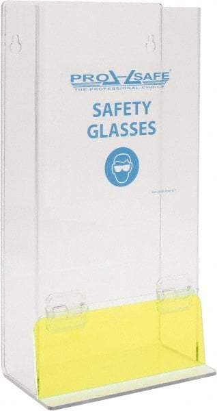 PRO-SAFE - 25 Pair Stack Style Acrylic Safety Glasses Dispenser - 8 Inch Wide x 18 Inch High x 4 Inch Deep, Wall Mount - USA Tool & Supply