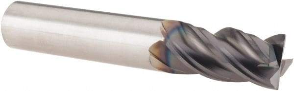 SGS - 1/2", 4 Flute, Single End, Solid Carbide, 0.015" Corner Radius End Mill - 3" OAL, Right Hand Flute, 1" LOC, Right Hand Cut - USA Tool & Supply