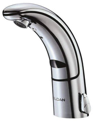 Sloan Valve Co. - Chrome Single Hole Electronic & Sensor Faucet with External Mixer - Powered by Battery, Standard Spout, 4" Mounting Centers - USA Tool & Supply