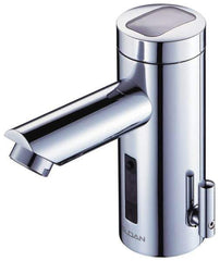 Sloan Valve Co. - Chrome Single Hole Electronic & Sensor Faucet with External Mixer - Powered by Battery, Standard Spout, 4" Mounting Centers - USA Tool & Supply