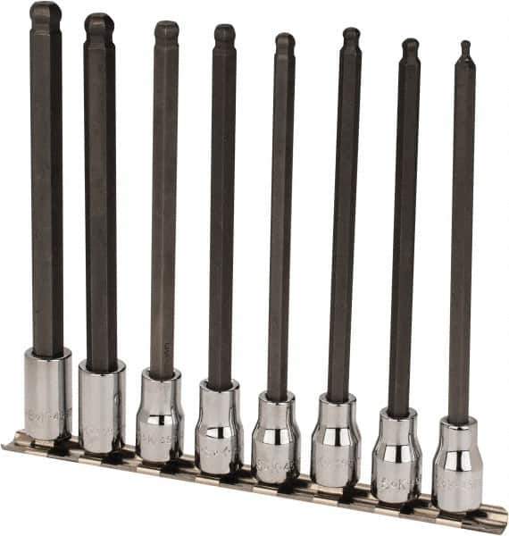 SK - 8 Piece 3/8" Drive Metric Ball Hex Bit Socket Set - 3 to 10mm Hex - USA Tool & Supply