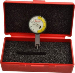 Starrett - 0.02 Inch Range, 0.0001 Inch Dial Graduation, Horizontal Dial Test Indicator - 1-3/8 Inch White Dial, 0-5-0 Dial Reading - USA Tool & Supply