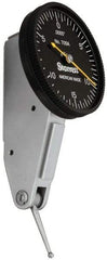 Starrett - 0.03 Inch Range, 0.0005 Inch Dial Graduation, Horizontal Dial Test Indicator - 1-3/8 Inch Black Dial, 0-15-0 Dial Reading - USA Tool & Supply