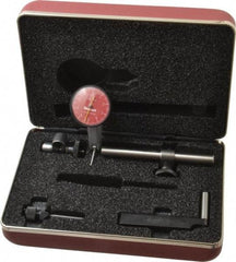 Starrett - 7 Piece, 0" to 0.01" Measuring Range, 1-3/8" Dial Diam, 0-5-0 Dial Reading, Red Dial Test Indicator Kit - 13/16" Contact Point Length, 2mm Ball Diam, 0.0001" Dial Graduation - USA Tool & Supply