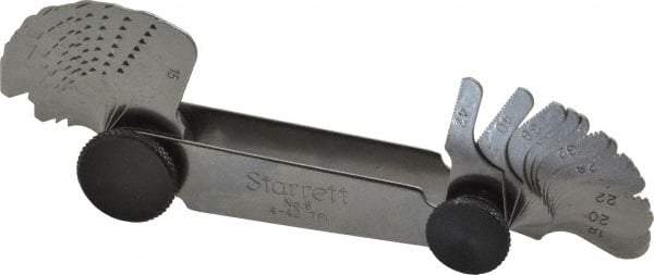 Starrett - 30 Leaf, 4 to 42 TPI Range, Steel Screw Pitch Gage - 60° Thread Angle - USA Tool & Supply