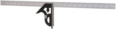 Starrett - 2 Piece, 24" Combination Square Set - 1/16, 1/32, 1/64 & 1/8" (4R) Graduation, Steel Blade, Cast Iron Square Head - USA Tool & Supply