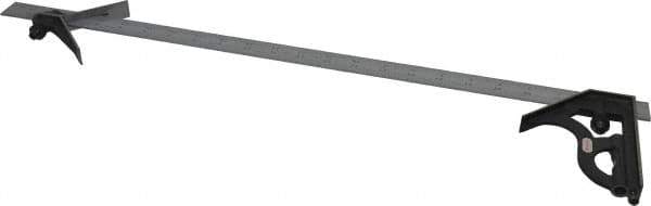 Starrett - 3 Piece, 24" Combination Square Set - 1/16, 1/32, 1/64 & 1/8" (4R) Graduation, Steel Blade, Cast Iron Center & Square Head - USA Tool & Supply