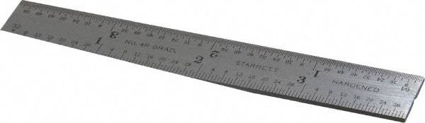 Starrett - 4 Inch Long Blade, 4R Graduation Combination Square Blade - Steel, 1/64, 1/32 1/16 and 1/8 Inch Graduation - USA Tool & Supply
