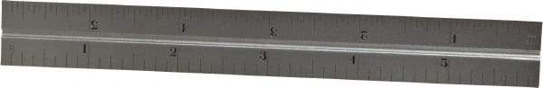 Starrett - 6 Inch Long Blade, 4R Graduation Combination Square Blade - Satin Chrome Finish, Steel, 1/64, 1/32 1/16 and 1/8 Inch Graduation - USA Tool & Supply