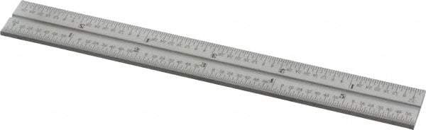Starrett - 6 Inch Long Blade, 16R Graduation Combination Square Blade - Satin Chrome Finish, Steel, 1/100, 1/64, 1/50 and 1/32 Inch Graduation - USA Tool & Supply